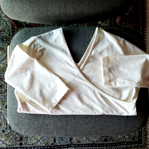 SOFT SURROUNDINGS Double Crossover Cotton Blend 3/4 Sleeve Knit Top - 1X EUC - Picture 3 of 11